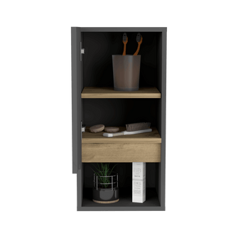 Gabinete de Baño Apolis, Plata Oscuro y Café Claro, con Espacio Para Guardar Objetos de Aseo Personal X2