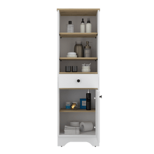 Gabinete de Baño Aqua 2, Blanco Perla y Café Claro, con Variedad De Entrepaños