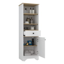 Gabinete de Baño Aqua 2, Blanco Perla y Café Claro, con Variedad De Entrepaños