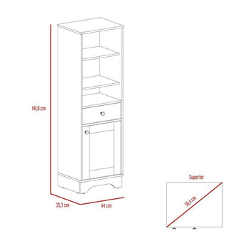 Gabinete de Baño Aqua 2, Blanco Perla y Café Claro, con Variedad De Entrepaños