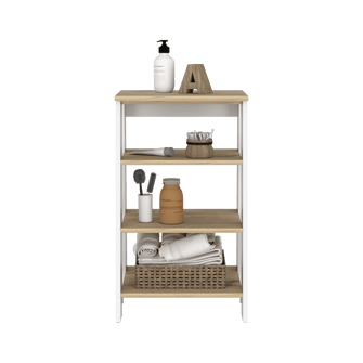 Gabinete de Baño Aqua 3 Pequeño, Blanco Vainilla y Café Claro, Con Variedad De Entrepaños X2