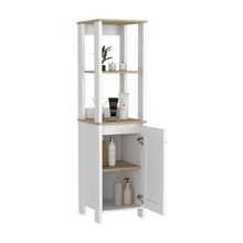 Gabinete de Baño Aqua 1, Blanco Vainilla y Café Claro, Con Variedad De Entrepaños