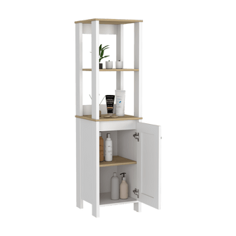 Gabinete de Baño Aqua 1, Blanco Vainilla y Café Claro, Con Variedad De Entrepaños