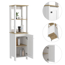 Set de 2 Gabinetes de Baño Aqua 1, Blanco Vainilla y Café Claro, con Variedad de Entrepaños