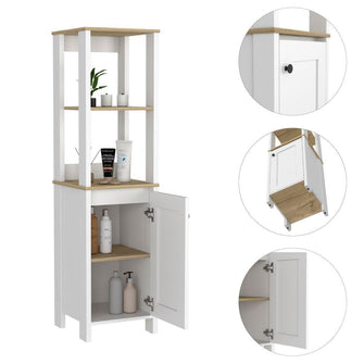 Gabinete de Baño Aqua 1, Blanco Vainilla y Café Claro, Con Variedad De Entrepaños X2