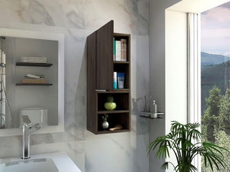 Gabinete de Baño Ciro, Chocolate, con Una Puerta y Cuatro Entrepaños ZF