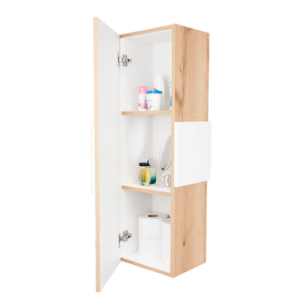 Gabinete de Baño Picasso, Blanco y Café Claro, con Espacio Para Guardar Objetos de Aseo   X2
