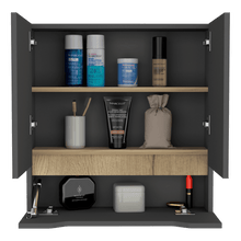 Gabinete de Baño Vicent, Plata Oscuro y Café Claro, con Espejo X2