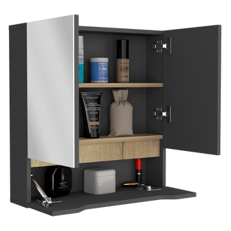 Gabinete De Baño Vicent color Plata Oscuro Y Cafe Claro Para Baño.