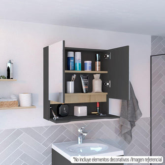 Gabinete De Baño Vicent color Plata Oscuro Y Cafe Claro Para Baño.