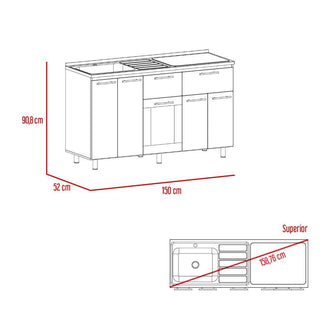 Gabinete Inferior Kazán 150, Beige y Gris, con Gran Capacidad de Almacenamiento