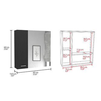 Gabinete de Baño Apolis, Wengue, con Puerta Espejo y Dos Entrepaños Para Ubicar Múltiples Objetos X2