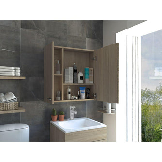 Gabinete de Baño Barents, Beige, con Espejo Biselado de Buen Tamaño y Varios Entrepaños