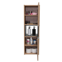 Gabinete de Baño Kairoz, Miel y Plata Oscuro, con Dos Puertas Abatibles y Cinco Entrepaños X2