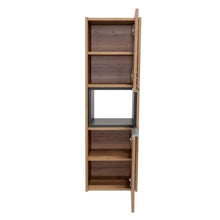 Gabinete de Baño Kairoz, Miel y Plata Oscuro, con Dos Puertas Abatibles y Cinco Entrepaños