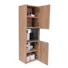 Gabinete de Baño Kairoz, Miel y Plata Oscuro, con Dos Puertas Abatibles y Cinco Entrepaños X2