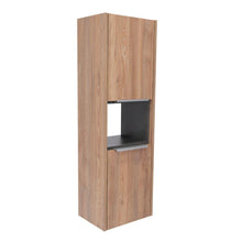 Gabinete de Baño Kairoz, Miel y Plata Oscuro, con Dos Puertas Abatibles y Cinco Entrepaños