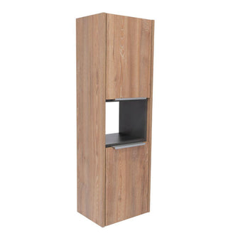 Gabinete de Baño Kairoz, Miel y Plata Oscuro, con Dos Puertas Abatibles y Cinco Entrepaños
