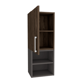 Gabinete de Baño Oporto, Chocolate y Plata Oscuro, con espacio para guardar objetos de aseo personal