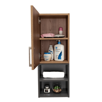 Gabinete de Baño Oporto, Miel y Plata Oscuro, con espacio para guardar objetos de aseo personal