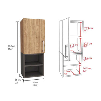 Gabinete de Baño Oporto, Miel y Plata Oscuro, con espacio para guardar objetos de aseo personal X2