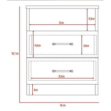 Mesa de Noche Cantabria, Beige y Blanco, con Dos Cajones X2