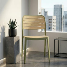 Silla Carolina, Color Verde Olivo y Beige, con Espaldar de Líneas Horizontales