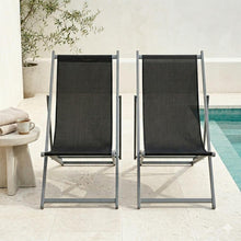 Set de 4 Sillas Plegable Reclinable Kenya, Negro, con Tres Posiciones