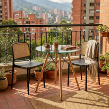 Set de 2 Sillas Texas, Color Negro y Beige, con Espaldar Transpirable