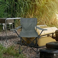 Silla Plegable Camping Tanzania, Gris Oscuro, con Portavasos