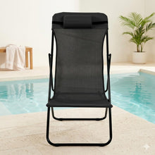 Set de 2 Sillas Plegable Reclinable Zambia, Negro, con Tres Posiciones