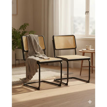 Silla Vintage, Negro y Beige, Con Espaldar Transpirable y Diseño Retro