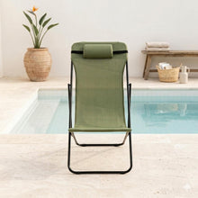 Set de 4 Sillas Plegable Reclinable Zambia, Verde, con Tres Posiciones