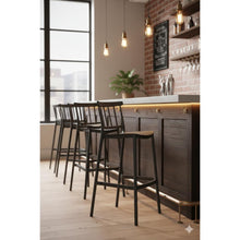 Set de 4 Sillas para Bar Oxford, Negro, con Espaldar en Barras y Diseño Minimalista