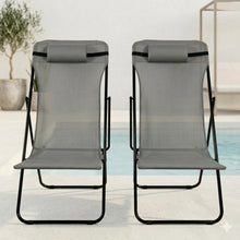 Set de 2 Sillas Plegable Reclinable Zambia, Gris Oscuro, con Tres Posiciones
