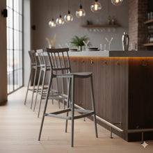 Set de 4 Sillas para Bar Oxford, Gris, con Espaldar en Barras y Diseño Minimalista