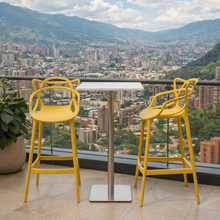 Set de 2 Sillas para Bar Palermo, Mostaza, con Reposa Pies Doble Propósito