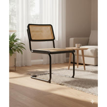 Silla Vintage, Negro y Beige, Con Espaldar Transpirable y Diseño Retro X2