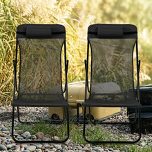 Set de 4 Sillas Plegable Reclinable Zambia, Negro, con Tres Posiciones