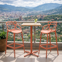 Set de 4 Sillas para Bar Palermo, Terracota, con Reposa Pies Doble Propósito
