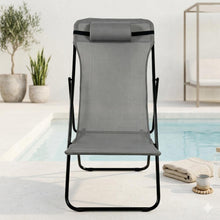Set de 4 Sillas Plegable Reclinable Zambia, Gris Oscuro, con Tres Posiciones