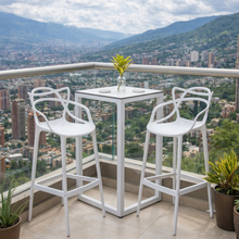 Set de 4 Sillas para Bar Palermo, Blanco, con Reposa Pies Doble Propósito