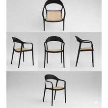 Silla Rio, Negro y beige, Con espaldar abierto y diseño Moderno