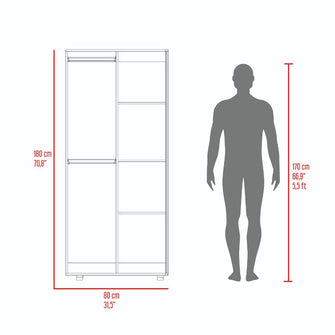 UNIDAD AVERIADA Closet Tera, Fresno Europeo y Wengue, Dos Puertas Abatibles y Dos Tubos Cromados
