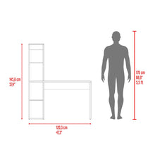 Escritorio Biblioteca Aston, Macadamia y Wengue, con espacio para guardar objetos