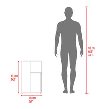 Mesa de Noche Evert, Castaño y Blanco, con diseño moderno y espacio para ubicar objetos X2