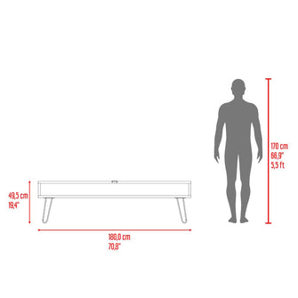 Mesa Para Tv Ralf, Fresno Europeo y Wengue, con patas metálicas y espacio de tv hasta 70 pulgadas