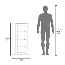 Vitrina Esquinera Genova, Blanco, con una puerta y cuatro entrepaños