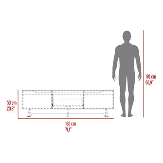 Mesa Para Tv Toulo, Wengue y Fresno, con espacio para TV de 80''