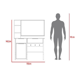 Mueble Tocador o Barberia Holly, Milan, con una puerta y dos cajones